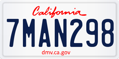 CA license plate 7MAN298