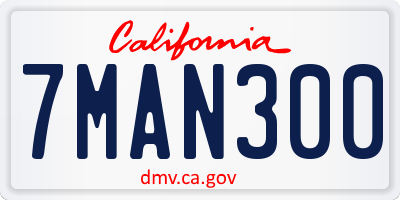 CA license plate 7MAN300