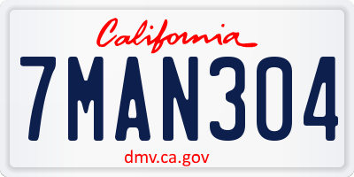 CA license plate 7MAN304