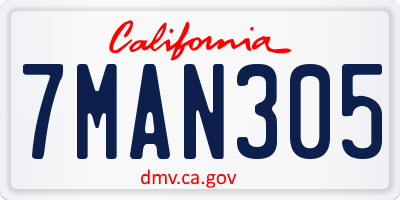 CA license plate 7MAN305