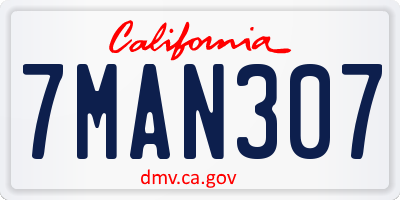 CA license plate 7MAN307