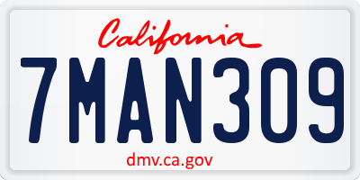 CA license plate 7MAN309