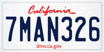 CA license plate 7MAN326