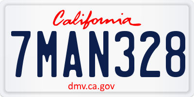 CA license plate 7MAN328