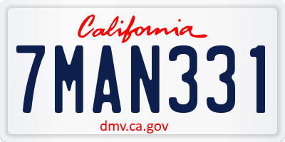 CA license plate 7MAN331