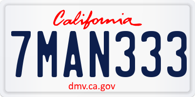 CA license plate 7MAN333