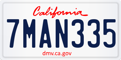 CA license plate 7MAN335