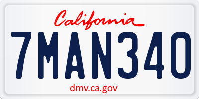 CA license plate 7MAN340