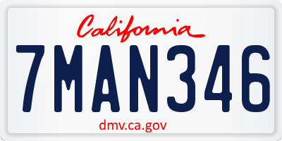 CA license plate 7MAN346