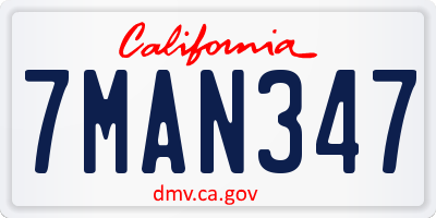 CA license plate 7MAN347