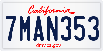 CA license plate 7MAN353