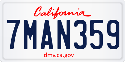 CA license plate 7MAN359