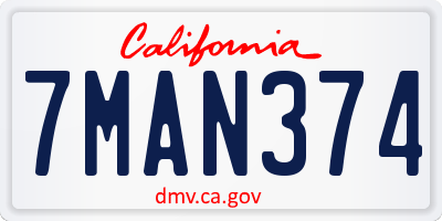 CA license plate 7MAN374