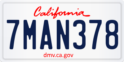 CA license plate 7MAN378