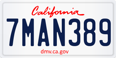 CA license plate 7MAN389