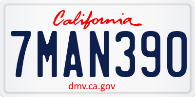 CA license plate 7MAN390