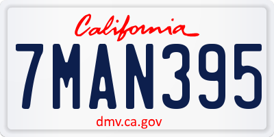 CA license plate 7MAN395