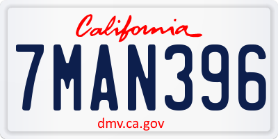 CA license plate 7MAN396