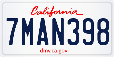 CA license plate 7MAN398