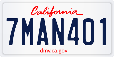 CA license plate 7MAN401