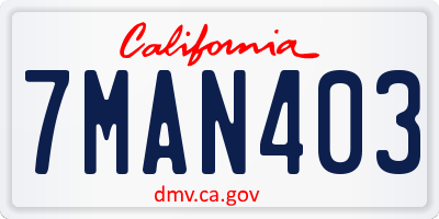 CA license plate 7MAN403