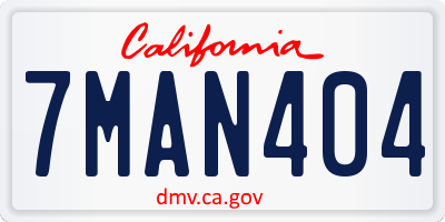 CA license plate 7MAN404