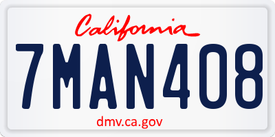 CA license plate 7MAN408