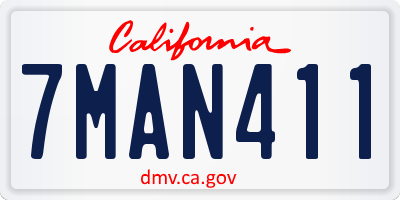 CA license plate 7MAN411