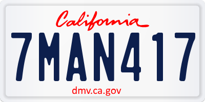 CA license plate 7MAN417