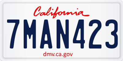 CA license plate 7MAN423