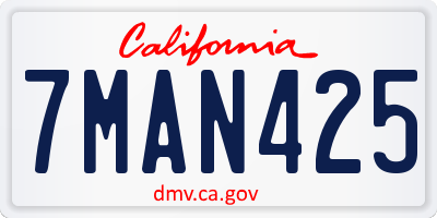 CA license plate 7MAN425