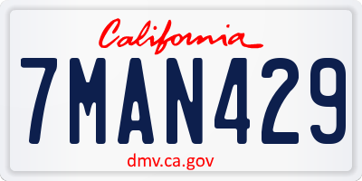 CA license plate 7MAN429