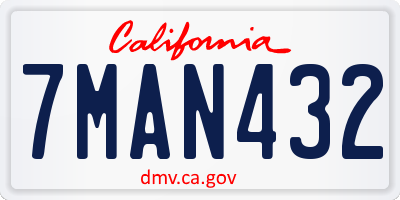 CA license plate 7MAN432