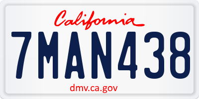 CA license plate 7MAN438