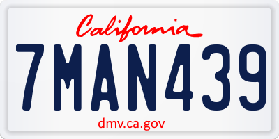 CA license plate 7MAN439