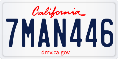 CA license plate 7MAN446