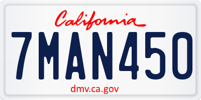CA license plate 7MAN450