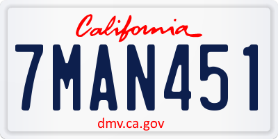 CA license plate 7MAN451