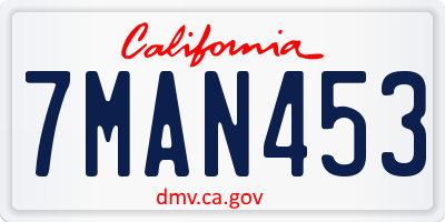 CA license plate 7MAN453