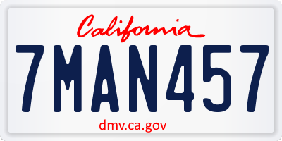 CA license plate 7MAN457