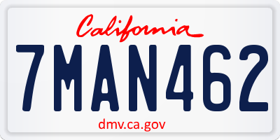 CA license plate 7MAN462