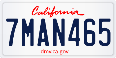 CA license plate 7MAN465