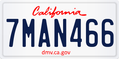 CA license plate 7MAN466