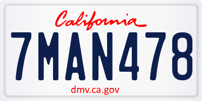 CA license plate 7MAN478