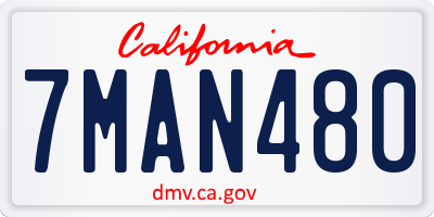 CA license plate 7MAN480
