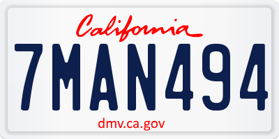 CA license plate 7MAN494