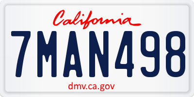 CA license plate 7MAN498