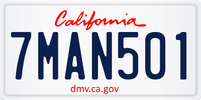 CA license plate 7MAN501