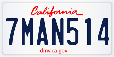 CA license plate 7MAN514