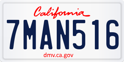 CA license plate 7MAN516